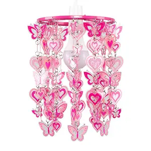 ValueLights Childrens Pink Ceiling Pendant Droplets Shade