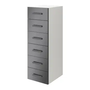 Atomia Freestanding Gloss anthracite & white 6 Drawer Chest of drawers (H)1125mm (W)375mm (D)450mm