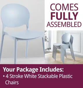 Hallowood Furniture Stoker Light Grey Stackable Plastic Backrest Chairs x 4