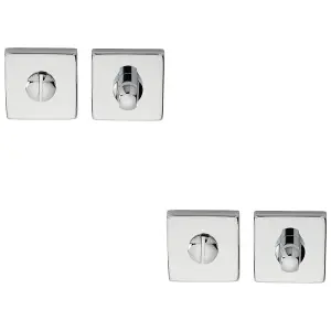 2 PACK - Square Rose Thumbturn & Release Lock - Polished Chrome - Bathroom Door WC