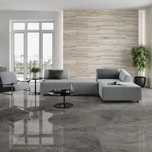 Wembley Polished Stone Effect Porcelain Tile 30 x 60cm / Ash