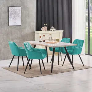 Irie Single Velvet Upholstered Dining Chair with Arm Turquoise