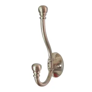 Satin nickel J-shaped Double Hook (H)62.9mm (W)35.2mm