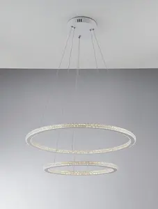 Luminosa Bryant Integrated LED 2 Tier Circular Crystal Pendant Light, 4000K