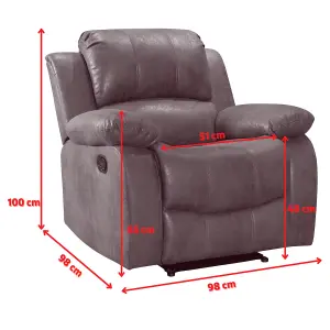 Recliner Manual Chair in Black Faux Leather