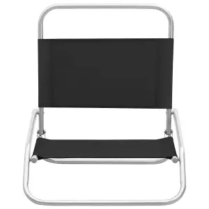 Berkfield Folding Beach Chairs 2 pcs Black Fabric