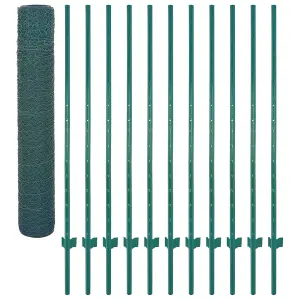 Berkfield Wire Mesh Fence with Posts Steel 25x1.5 m Green