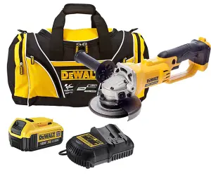 Dewalt DCG412M1 18v XR Cordless Angle Grinder 125mm + 1 x 4.0ah Batt Charger Bag