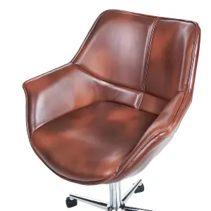 Desk Chair Faux Leather Dark Brown NEWDALE