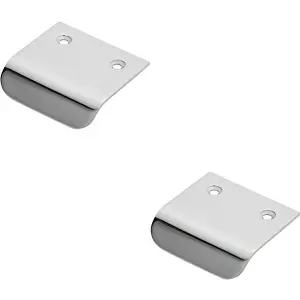 2x Semi Concealed Cabinet Pull Handle 48 x 50mm 14mm Lip Polished Chrome