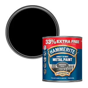 Hammerite SMOOTH Direct to Rust Metal Paint 1L Black