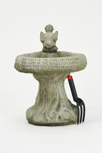 Garden Birdbath 'Kiss of Sun' with Bird atop