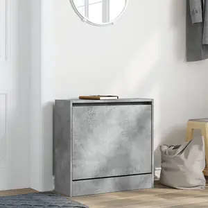 Shoe Cabinet Concrete Grey 60x21x57 cm Engineered Wood