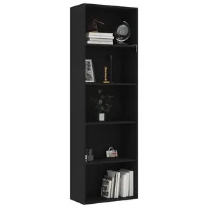 Berkfield 5-Tier Book Cabinet Black 60x30x189 cm Engineered Wood