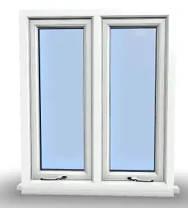 1245mm (W) x 1195mm (H) PVCu StormProof Casement Window - 2 Vertical Bottom Opening Windows -  White Internal & External