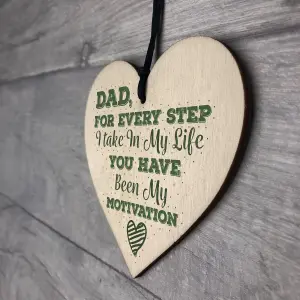 Red Ocean Fathers Day Gift Birthday From Son Daughter Hanging Wooden Heart Novelty Present For Men