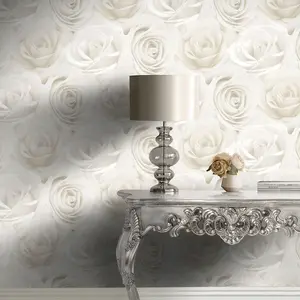 World of Wallpaper Melany Rose Wallpaper Ivory Cream AF0015