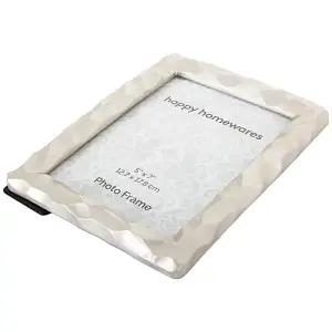 Modern Designer Metallic Silver 5x7 Resin Picture Frame with Moulded Border