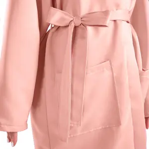 Luxury Satin Robe Womens Dressing Gown Ladies Soft Nightwear, Blush - S/M