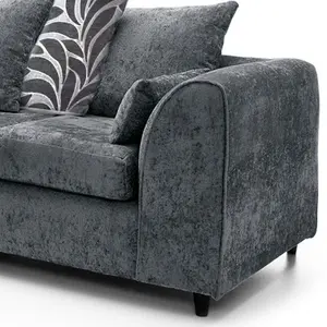 Zina Grey Chenille L Shaped 3 to 4 Seater Corner Sofa Scatter Back - Left Hand Facing