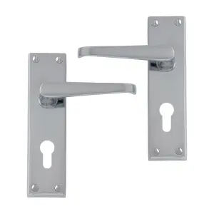 Intelligent Hardware - Internal Door Handle - Victorian Heavy Scroll - Lever on Backplate - Euro Lock Furniture -  Chrome