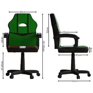 Latitude Run Muskoka Adjustable Ergonomic Faux Leather Swiveling PC & Racing Game Chair Green