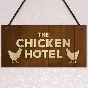 Chicken Signs And Plaque THE CHICKEN HOTEL Garden Sign Hanging Shed Sign Funny Home Decor Sign