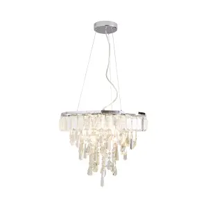 The Lighting Edit Mass Crystal rod Chrome effect 4 Lamp LED Pendant ceiling light, (Dia)415mm