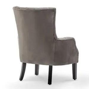 Velvet Light Grey Gabriella Accent Chair