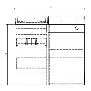 Solstice Gloss Light Grey Left Hand Bathroom Vanity Basin & WC Unit Combination (W)900mm (H)890mm