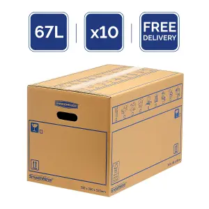 10 BANKERS BOX Cardboard Moving Boxes 67L Heavy Duty Double Wall Boxes Pack of 10