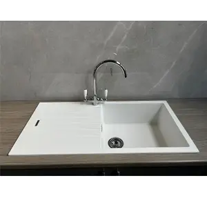 Liquida LG100WH 1.0 Bowl Granite Reversible Inset White Kitchen Sink With Waste