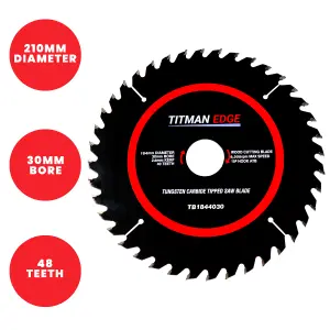 Titman Edge TCT Saw Blade 210mm x 30mm x 48 Tooth - TB2104830