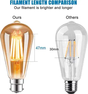 Extrastar 4W LED Filament Light Bulb B22, 2200K, Pack of 3