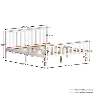 Vida Designs Milan White 5ft King Size Wooden Bed Frame - High Foot End