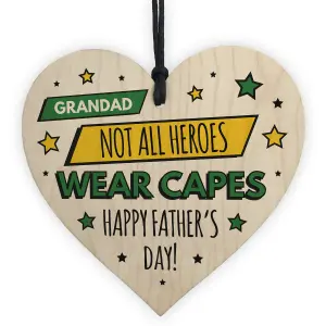 Grandad Gifts For Fathers Day Wood Heart Superhero Theme Grandparent Gift Thank You