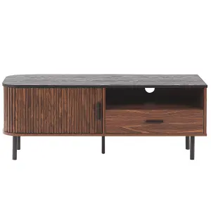 Beliani Industrial TV Stand Dark Wood JOSE