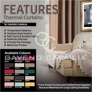 GC GAVENO CAVAILIA Latte Blackout Eyelet Curtains 66x72 Inches 80-90% Black Out Thermal Ring Top Curtain Pair Window