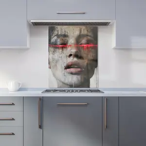 Abstract Face In Motion Kitchen Splashback