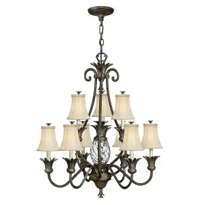 Elstead Plantation 10 Light Multi Arm Chandelier Pearl Bronze Finish, E14