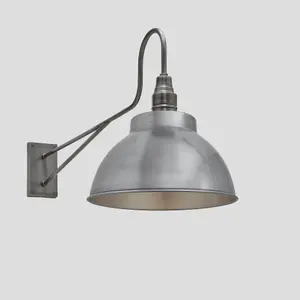 Industville Long Arm Dome Wall Light, 13 Inch, Light Pewter, Pewter Holder