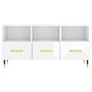 Berkfield TV Cabinet High Gloss White 102x36x50 cm Engineered Wood