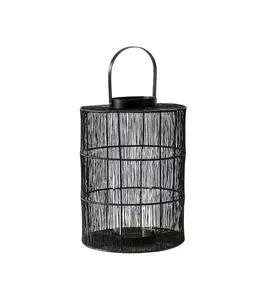 Portofino Wirework Lantern with Glass Insert Black H34cm W24cm