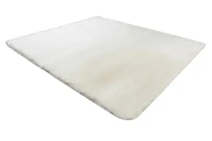 Modern carpet TEDDY NEW wool 45 shaggy, plush, very thick cream 80x150 cm