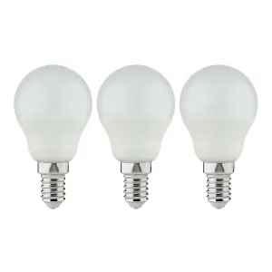 Diall 4.2W 470lm Frosted Mini globe Warm white LED Light bulb, Pack of 3