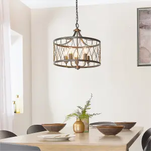 Heyside Black and Rustic Bronze Decorative 5 Light Ceiling Pendant