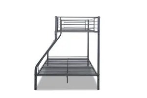 Palmdale Metal Triple Sleeper Bunk Bed - 3FT (90cm) Single /4FT6 (135cm) Double, Kids Bedroom Furniture, Space Saving, Silver