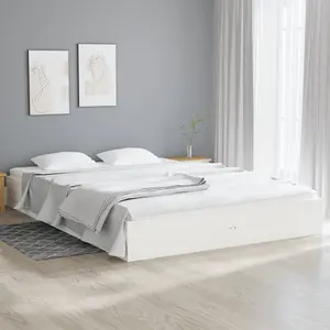 Berkfield Bed Frame White Solid Wood 150x200 cm King Size