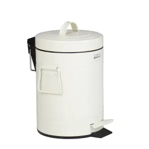 Charles Bentl 3L Cream Retro Steel Waste Rubbish Kitchen Bathroom Mini Pedal Bin