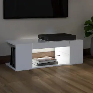 vidaXL TV Cabinet with LED Lights White 90x39x30 cm